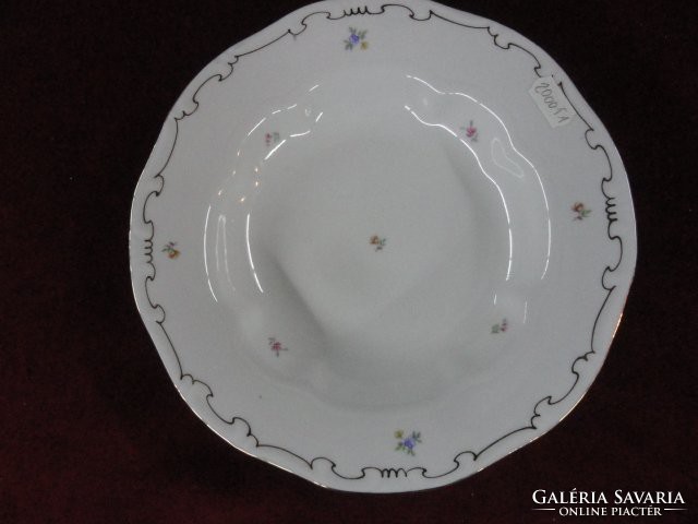 Zsolnay porcelain deep plate. With a small floral pattern and a gold border. He has!