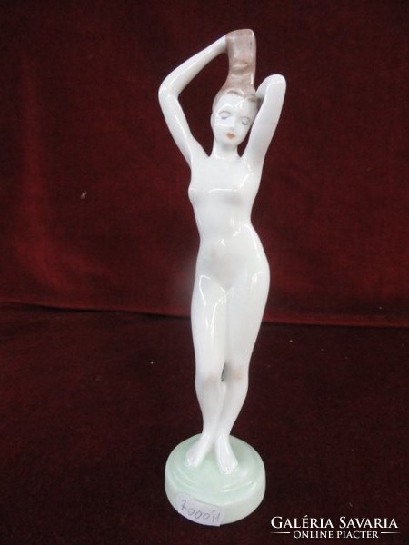 Aquincum porcelain figural statue of a combing woman, height 24 cm. And 26.5 Cm. There are!