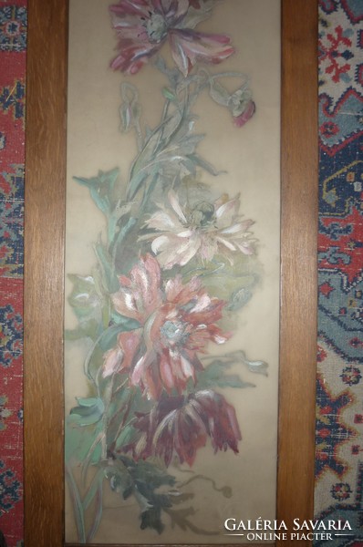 Flowers painted on glass