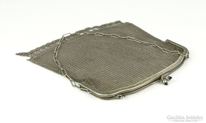 0X621 Antik fűzött ezüstözött színházi táska