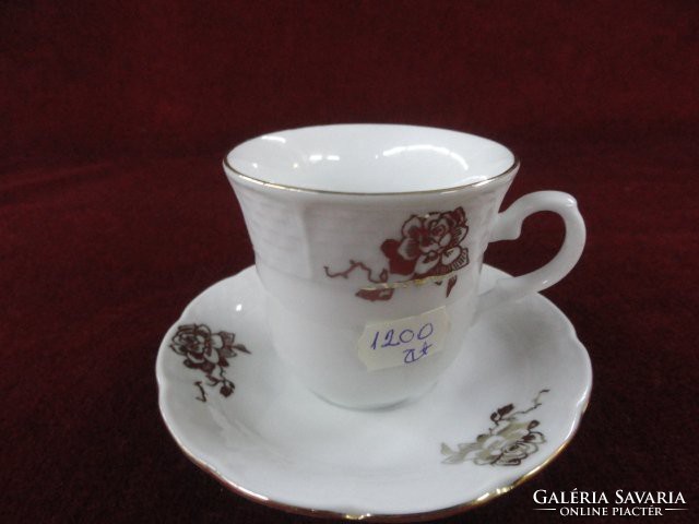 Thun tk Czechoslovak natali coffee cup + coaster. Gold floral pattern, embossed print. He has!