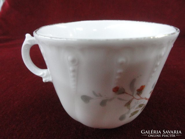 German porcelain teacup, floral, embossed. He has!
