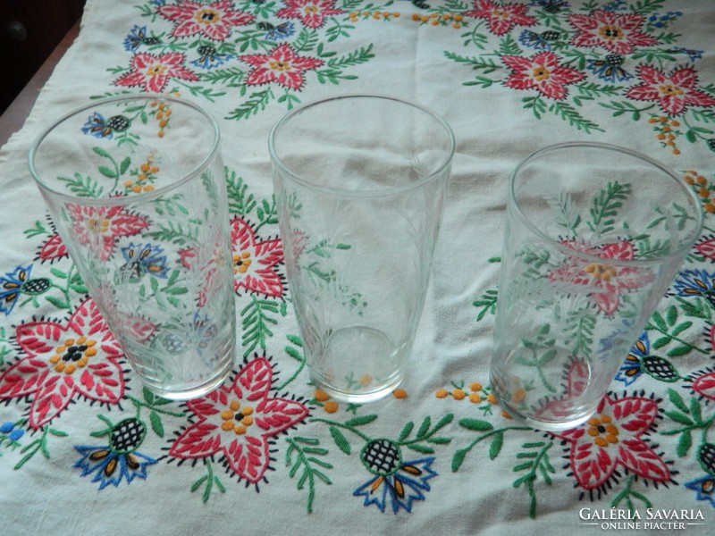 Hand-polished old thin-walled glass glasses 3 pcs