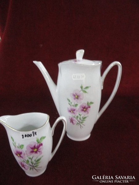 Walbrzych Polish porcelain coffee spout and milk spout. With purple flower pattern. He has!