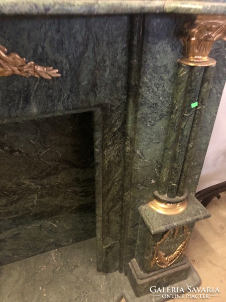 Green marble fireplace