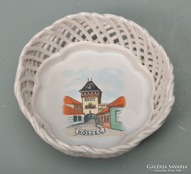 Bodrogkeresztúr openwork - wicker basket with cityscape, showcase. He was taken to memory.