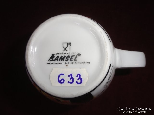 Amsel German porcelain tea mug. Made in Hamburg. It advertises coffee. He has!