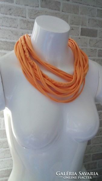 Orange recycled textile necklace
