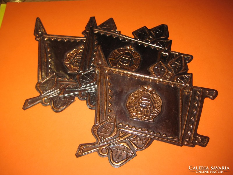 Hungarian People's Army, decorative plaques made of red copper 12 x 12 cm 3 pcs