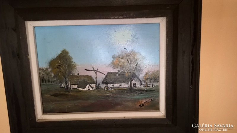 Antique oil picture painting by bald