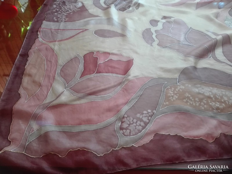 Hand-dyed Chinese silk scarf, 86 x 92 cm
