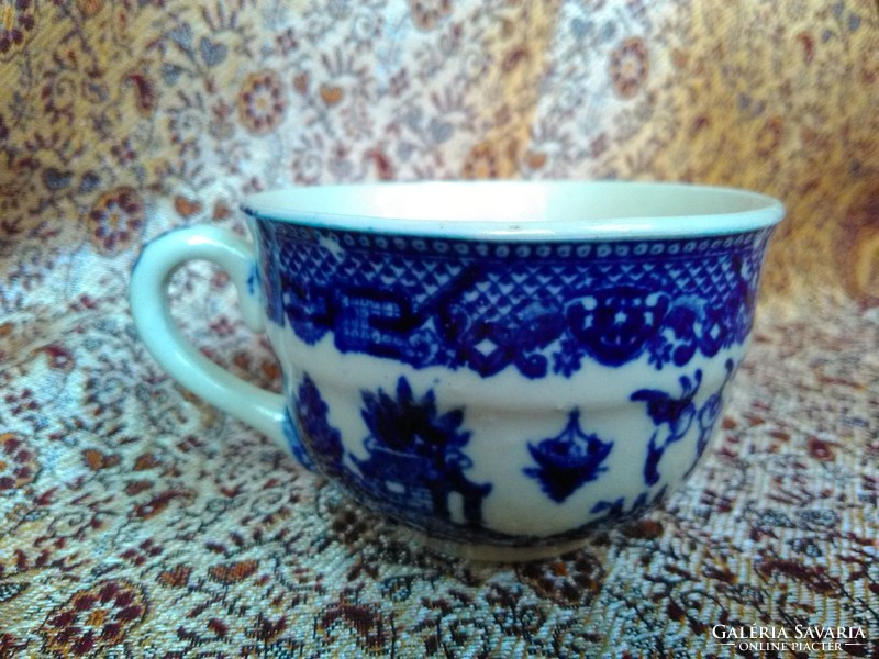 Antik japán kerámia,  fűzfa motívumos porcelán fajansz csésze aljjal