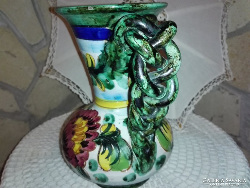 Ceramics, Italian glazed-engraved pitcher,...Vase.