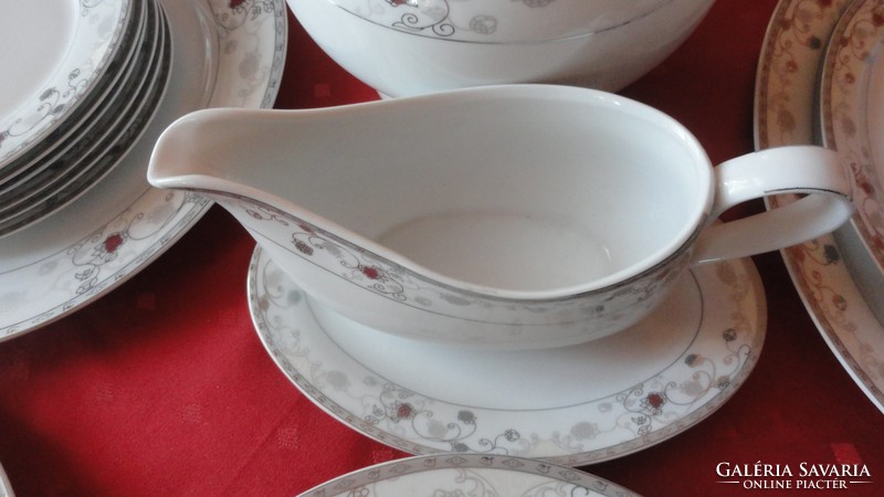 Accent fine porcelain tableware 26 pieces. Platinum with gray stylized flowers. He has!