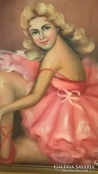Ballerina oil painting signed on white