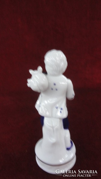 CDC német kézzel festett figurális szobor, vándor legény. Rokokó stílus, kobalt kék nadrág. Vanneki!
