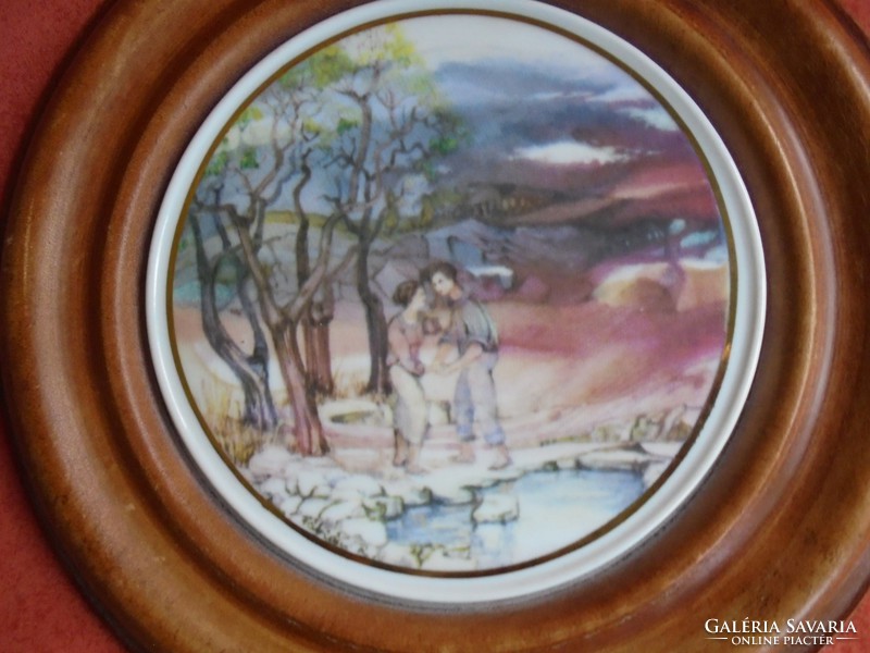 Hollóházi porcelán jelzett Fábián Rózsa falikép
