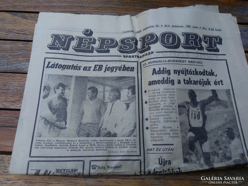 For a birthday! August 10, 1989. Népsport sports daily, old original Hungarian newspaper