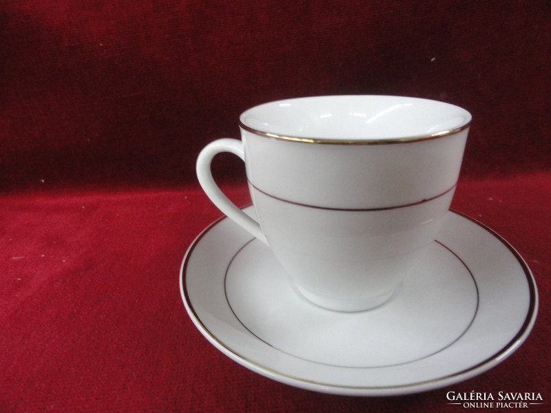 Van well German porcelain teacup + saucer. On a snow-white background with a gold border. He has!