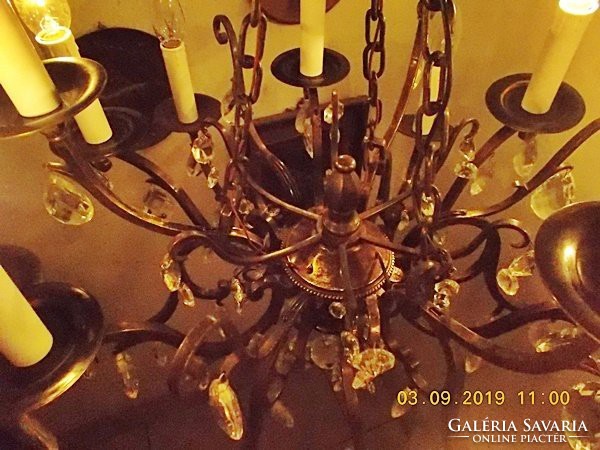S19-23 Art Nouveau patinated brass chandelier