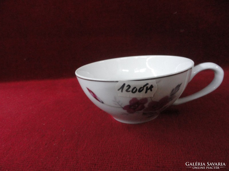 Porcelain tea cup with a beautiful cyclamen colored flower. He has!
