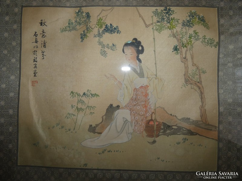 Kínai selyemfestmény 34 cm x 40 cm gyönyörű festmény!!!