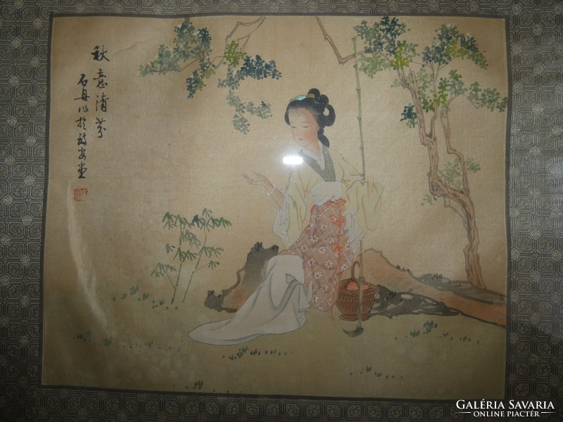 Chinese silk painting 34 cm x 40 cm beautiful painting!!!