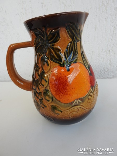 West German serial numbered fruit embossed ceramic jug