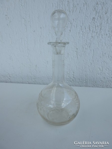Antique polished - running rose pattern - glass liquor bottle