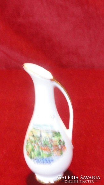 LUTZ osztrák porcelán kis váza. MATTSEE Salzburg felirattal és látképpel. Vanneki!