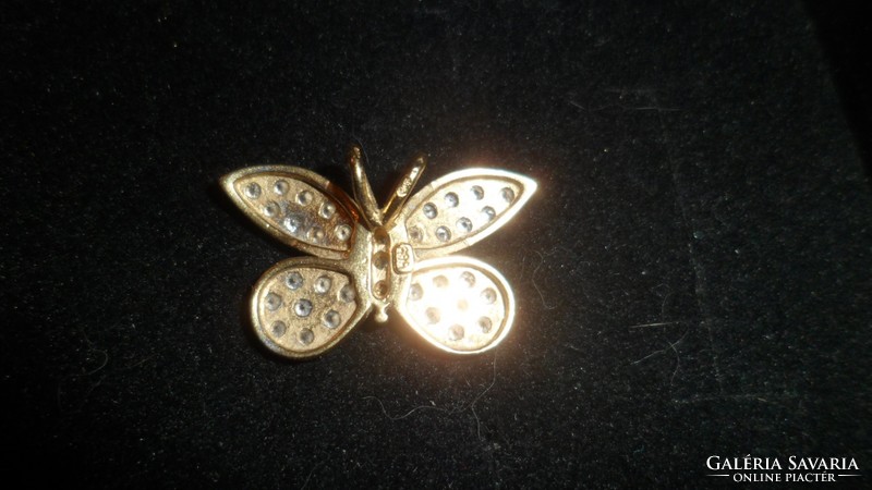 Zircon gold butterfly pendant