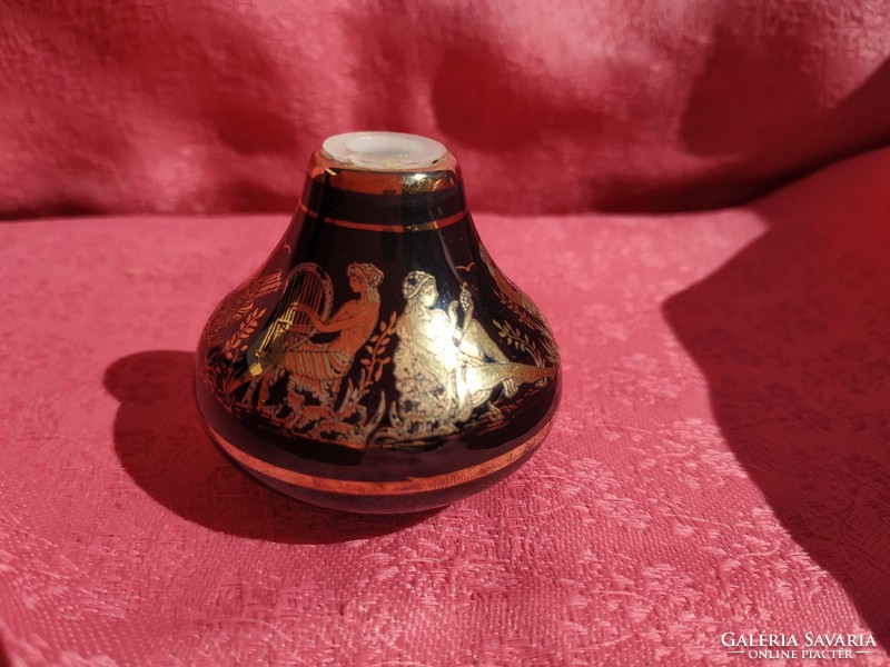 Mini perfume holder, gilded Greek porcelain