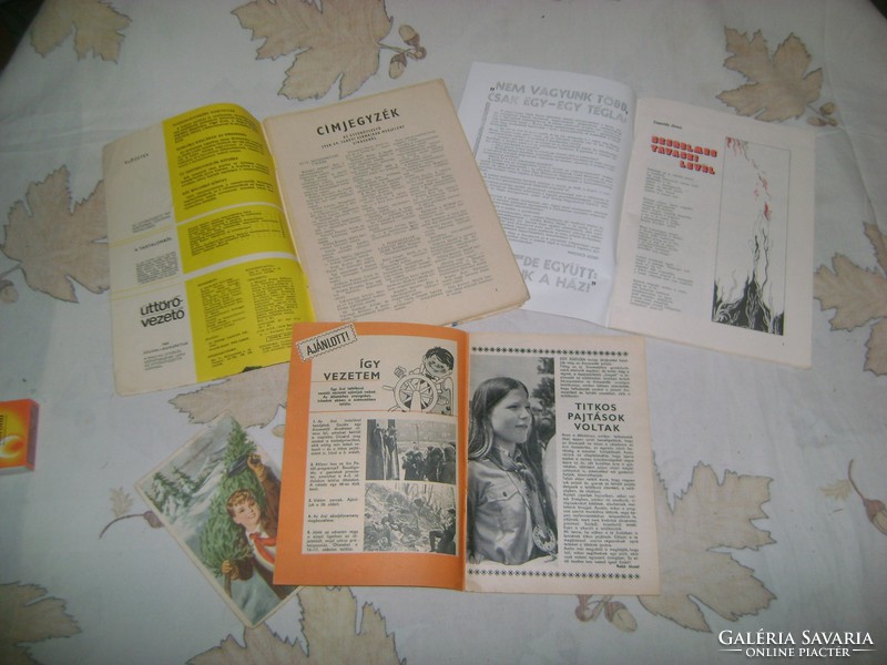 Úttörővezető 1969, 1978, Őrsvezető 1972 + egy úttörős képeslap