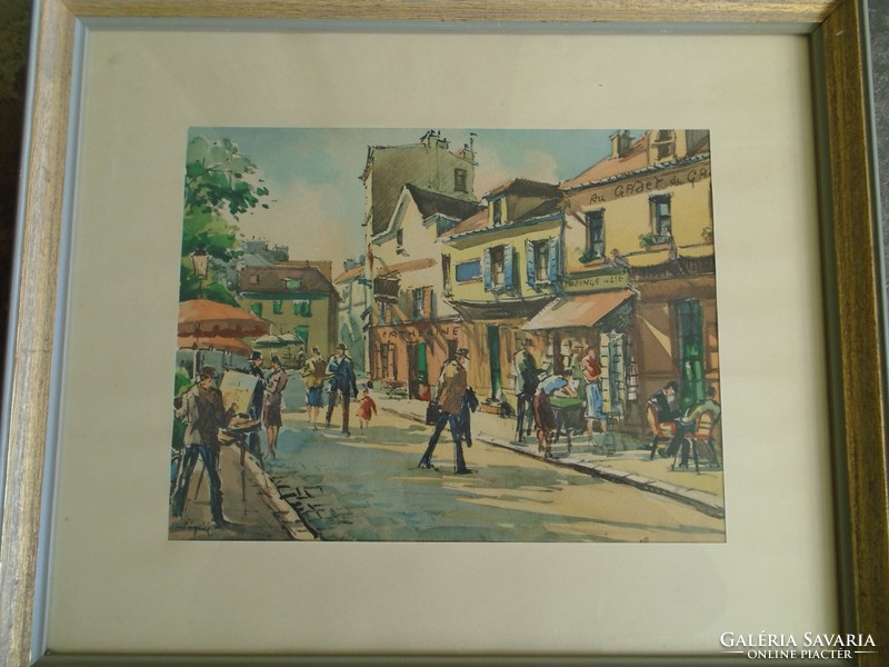 Dél Francia  akvarell? egy művésztől   galériás keretben utcarészlet