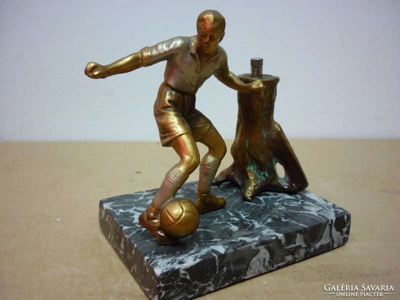 Soccer player on marble base with lighter