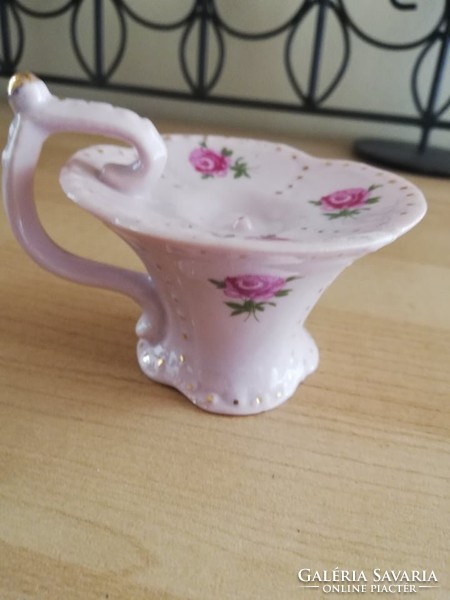 Antique pink porcelain walking candle holder
