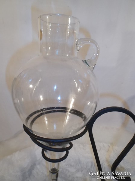 DEKANTÁLÓ - csiszolt üveg lopó - Osztrák kézműves - 48 x 26 x 16 cm 1 liter - hibátlan
