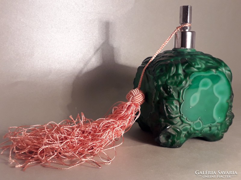Macskakő nagyságú malachit üveg parfümös különleges ritka