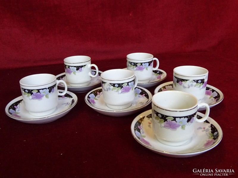 Chinese porcelain coffee cup + coaster. 6 pcs for sale together. He has!