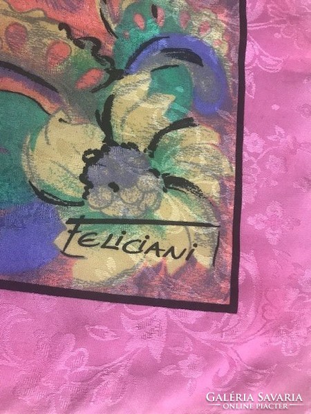 Italian  art scarf with romantic design from Feliciani from the 80ies