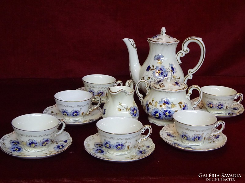 Zsolnay porcelain coffee set with cornflower pattern number 9335/059. 9 Pieces. He has!