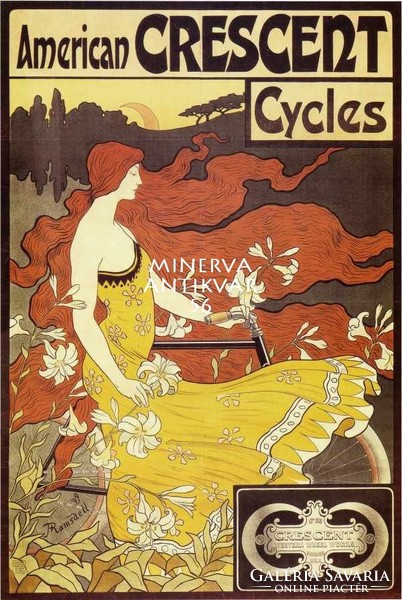 American Crescent Cycles kerékpár/bicikli hirdetés. Szecessziós vintage/antik reklám plakát reprint