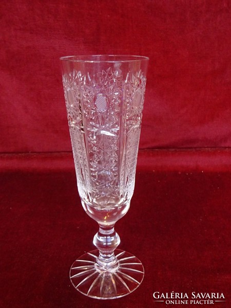 Lead crystal champagne glass, richly polished, handmade, 18 cm high, mouth diameter 6 cm. He has!