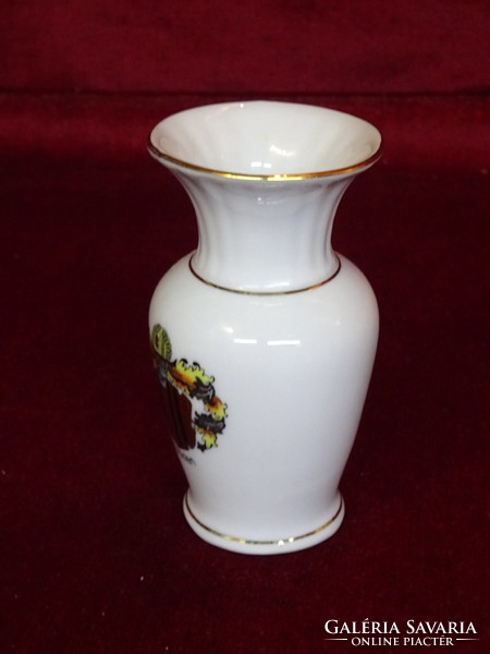 Bl German porcelain small vase with Dresden coat of arms. 10.5 cm high. He has!