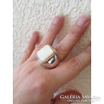 Női pecsét ezüst gyűrű gyöngyházzal/Collier