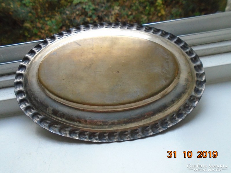 Oval, embossed copper small tray, once silver-plated e.P.N.S.