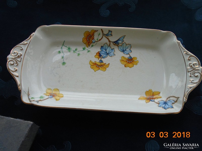 Sampson bridgwood antique English embossed gilded floral tray 32x15x3.5 cm
