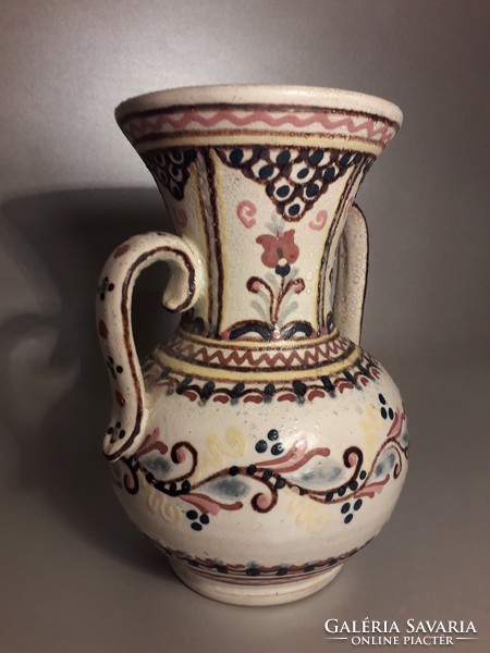 Unique!!! János Lázi antique two-eared ceramic amphora vase marked