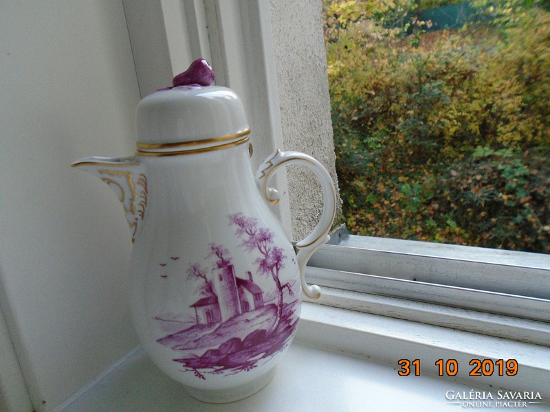 Pouring Höchst, purpur with unique hand painted landscape