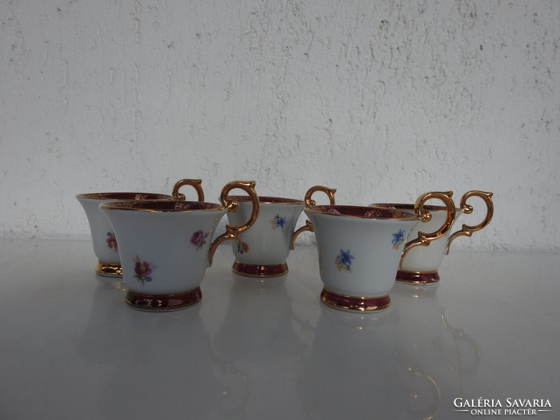 Richly gilded old German luxury coffee cup set